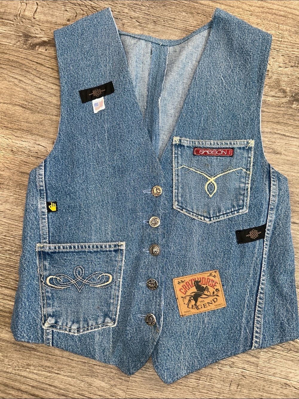 Handmade Upcycled Denim Vest Western Patchwork One of a Kind